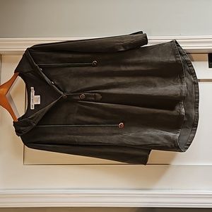 Gretchen Scott faux suede olive shirt medium